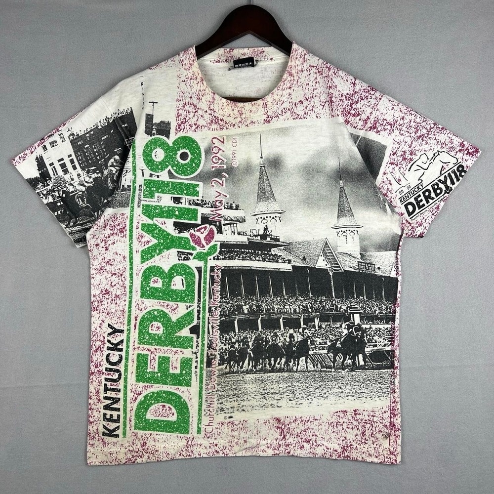 Vintage Kentucky Derby 118 All Over Print Tee Shirt 1992 L